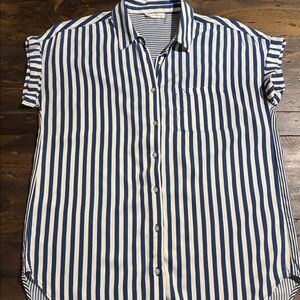 Jane and Delancey Striped Rayon Top in Navy and White-Size M